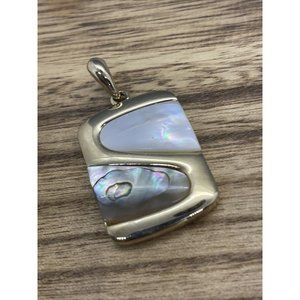 Lia Sophie Gold Toned Abalone Mother of Pearl Slide Pendant